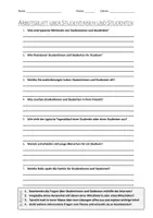 Vorschau - Arbeitsblätter - AB mit Fragen zum Thema "Studentinnen und Studenten" + Lösungsblatt - Deckblatt