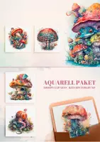 Vorschau - selbst erstellte Cliparts/Grafiken - Mystical Pilz Clipart Bündel, 15 magische Aquarellpngs - Seite 3