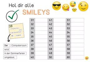 Vorschau - Stationenlernen - DEUTSCH Smiley Box Schüttelsätze 2 Satzbau Sätze schreiben (31-60) - Seite 1