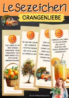 Vorschau - Mal- und Bastelvorlagen - Orangenliebe Lesezeichen mit positiven Sprüchen - Deckblatt