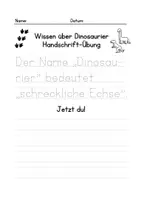 Vorschau - Arbeitsblätter - Handschriftübung Dinosaurier - Seite 1