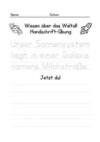 Vorschau - Arbeitsblätter - Handschriftübung Weltall - Seite 1