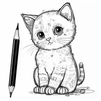 Vorschau - Mal- und Bastelvorlagen - Malbuch süsse katzen in schwarz / weiß - Deckblatt