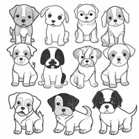 Vorschau - Mal- und Bastelvorlagen - süsse Hunde zum ausmahlen in schwarz weiß - Seite 1