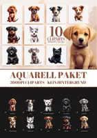 Vorschau - selbst erstellte Cliparts/Grafiken - 100 Hund Raseen Aquarell Clipart BUNDLE - Seite 2