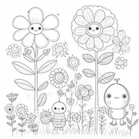 Vorschau - Mal- und Bastelvorlagen - süsse Blumen zum ausmalen in schwarz weiß - Deckblatt