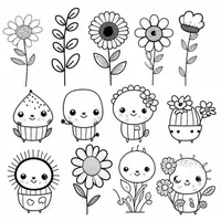 Vorschau - Mal- und Bastelvorlagen - süsse Blumen zum ausmalen in schwarz weiß - Seite 3