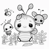 Vorschau - Mal- und Bastelvorlagen - süsse Bienen zum ausmalen in schwarz weiß - Deckblatt
