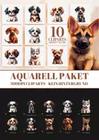 Vorschau - selbst erstellte Cliparts/Grafiken - Aquarell Hunder Rassen Clipart Bündel VOL 2 - Deckblatt