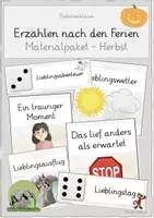 Vorschau - Spiele - kleines Materialpaket - Erzählen nach den Ferien (Herbstferien) - Deckblatt
