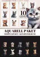 Vorschau - selbst erstellte Cliparts/Grafiken - AQUARELL Katzen Rassen Bündel VOL 5 - Deckblatt