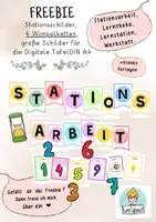Vorschau - Stationenlernen - Kostenlos. Stationsschilder, Lerntheke, Stationsarbeit, Werkstatt. Wimpelketten. Klassenraum - Deckblatt
