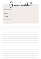 Vorschau - Anderer Materialtyp - Gesprächsprotokoll Vorlage beige - Seite 1