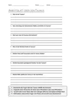 Vorschau - Arbeitsblätter - AB mit Fragen zum Thema "Taunus" + Lösungsblatt - Deckblatt