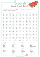 Vorschau - Arbeitsblätter - Summer Vocabulary Word Search Puzzle - Deckblatt