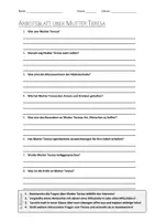 Vorschau - Arbeitsblätter - Lernposter + AB mit Fragen zum Thema "Mutter Teresa" + Lösungsblatt + Mindmap + Infografik - Seite 1
