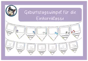 Vorschau - Poster - Geburtstagswimpel Einhornklasse #Klassentier - Deckblatt
