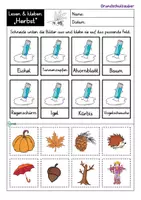 Vorschau - Arbeitsblätter - Lesen und kleben - Herbst - Seite 1