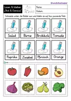 Vorschau - Arbeitsblätter - Lesen und kleben - Obst & Gemüse - Seite 3