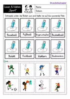 Vorschau - Arbeitsblätter - Lesen und kleben - Sport - Seite 1