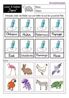 Vorschau - Arbeitsblätter - Lesen und kleben - Tiere - Seite 3