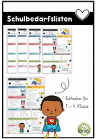 Vorschau - Arbeitsblätter - Schulbedarfsliste - Schulbedarf - Einkaufsliste Schulbeginn - Superheldenklasse - Deckblatt
