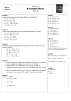 Vorschau - Arbeitsblätter - Kompetenzcheck für die Klassenarbeit quadratische Gleichungen - Deckblatt
