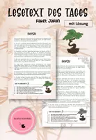 Vorschau - Arbeitsblätter - DEUTSCH - Lesetext des Tages - Paket Japan "Bonsai" - Deckblatt