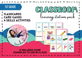 Vista previa - Tarjetas / Manipulativos - CLASSROOM OBJECTS LEARNING STATIONS PACK - Portada