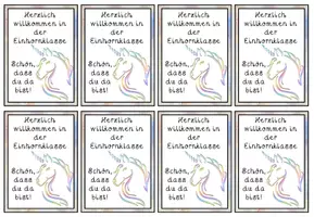 Vorschau - Bildkarten - Willkommenskärtchen Willkommensgruß Einhornklasse #Klassentier - Seite 1