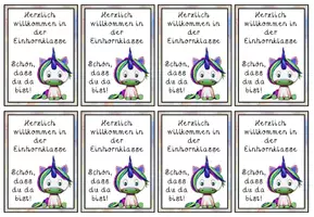 Vorschau - Bildkarten - Willkommenskärtchen Willkommensgruß Einhornklasse #Klassentier - Seite 2