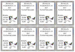 Vorschau - Bildkarten - Willkommenskärtchen Willkommensgruß Einhornklasse #Klassentier - Seite 3