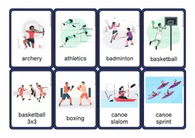 Aperçu - Apprentissages en autonomie - The Olympic Games - Flashcards - 56 sports and disciplines - Page 1