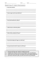Vorschau - Arbeitsblätter - AB mit Fragen zum Thema "Uniformen" + Lösungsblatt + Mindmap + Infografik - Deckblatt
