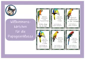 Vorschau - Bildkarten - Willkommenskärtchen Papageienklasse #Klassentier - Deckblatt