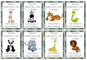 Vorschau - Bildkarten - Willkommenskärtchen Safariklasse hell #Klassentier - Seite 2