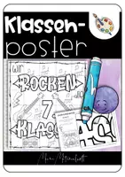 Vorschau - Mal- und Bastelvorlagen - 30-teiliges kollaboratives Klassenposter - Wir rocken die 7. Klasse - Deckblatt