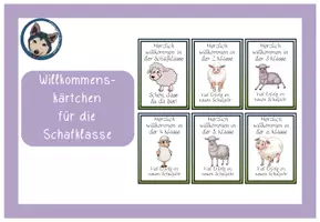 Vorschau - Bildkarten - Willkommenskärtchen Schafklasse #Klassentier - Deckblatt
