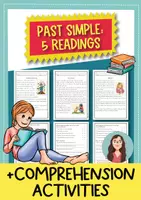 Vista previa - Hojas de trabajo - Simple Past: 5 readings + comprehension exercises (inglés) - Portada