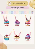 Vorschau - Präsentationen/Tafelbilder - Geburtstagskalender mit Muffins und Kerzen - Deckblatt