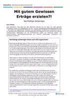 Vorschau - Stundenentwürfe - Nachhaltige Geldanlage: Mit gutem Gewissen Erträge erzielen?! - Deckblatt