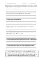 Vorschau - Arbeitsblätter - AB mit Fragen zum Thema "Veganerinnen und Veganer" + Lösungsblatt + Mindmap - Deckblatt