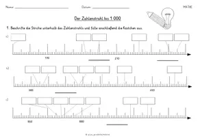 Vorschau - Arbeitsblätter - Zahlenstrahl bis 1000 / Tausend - Arbeitsblätter mit Lösungen - Seite 2
