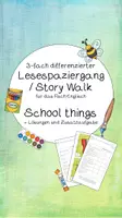 Vorschau - Arbeitsblätter - Lesespaziergang / Story Walk School Things - Deckblatt