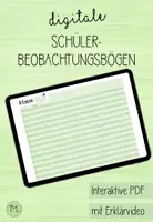 Vorschau - Lehrpläne/Lehrermaterial - digitale Schülerbeobachtungsbögen - grün - Deckblatt