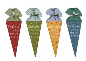 Vorschau - Mal- und Bastelvorlagen - Willkommensgruß Schultüte für Stifte - Willkommensgeschenk Schulanfang Erste Klasse - Seite 1