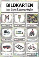Vorschau - Präsentationen/Tafelbilder - Bildkarten und Wortkarten "Im Straßenverkehr" Orientierung in der Stadt - DaZ / DaF / Deutsch - Seite 1