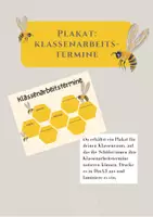 Vorschau - Poster - Plakat Klassenarbeitstermine Biene - Deckblatt