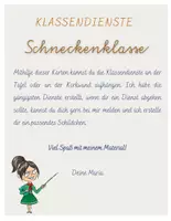Vorschau - Poster - Klassendienste für die Schneckenklasse - Seite 1