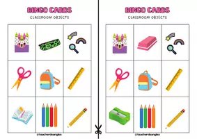 Vista previa - Juegos / Gamificación - CLASSROOM OBJECTS BINGO CARDS - página 3
